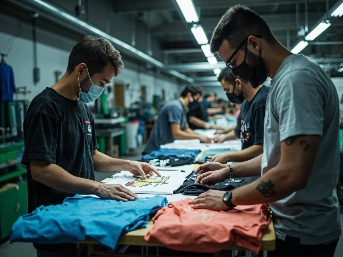 Finished custom printed streetwear T-shirts with brand packaging