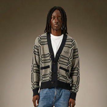 Custom V-Neck Cardigan Sweater | Streetwear Oversized Sweater Wholesale | Unisex Boxy Layering Men's Knit Jacket
