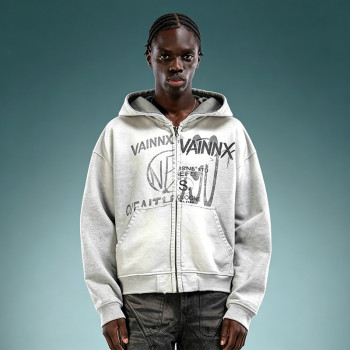 Custom Digital Print Hoodie | Drop Shoulder Men's Zipper Hoodie | Heavyweight Streetwear Hoodie
