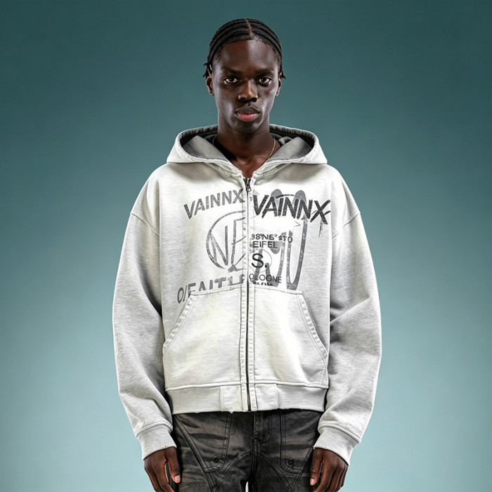 Custom Digital Print Hoodie | Drop Shoulder Men's Zipper Hoodie | Heavyweight Streetwear Hoodie