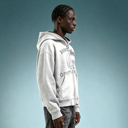Custom Digital Print Hoodie | Drop Shoulder Men's Zipper Hoodie | Heavyweight Streetwear Hoodie