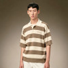 Custom Loose Fit T-Shirt | Men's Oversized Striped Knit Polo Tee | Short Sleeve Casual Streetwear Polo