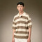 Custom Loose Fit T-Shirt | Men's Oversized Striped Knit Polo Tee | Short Sleeve Casual Streetwear Polo