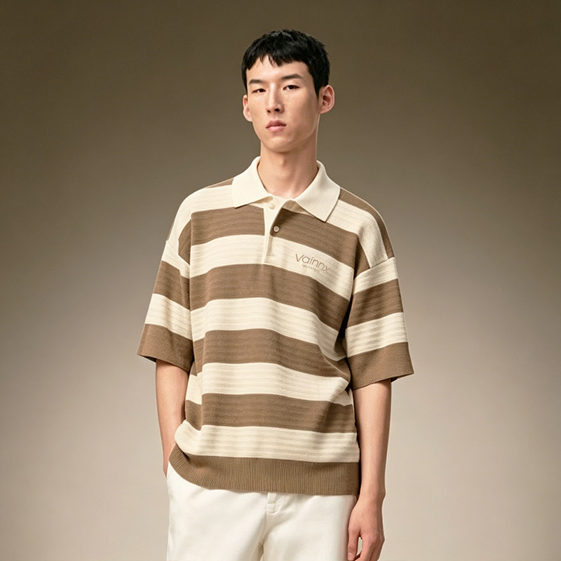 Men's oversized striped polo shirt