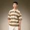 Custom Loose Fit T-Shirt | Men's Oversized Striped Knit Polo Tee | Short Sleeve Casual Streetwear Polo