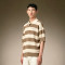 Custom Loose Fit T-Shirt | Men's Oversized Striped Knit Polo Tee | Short Sleeve Casual Streetwear Polo