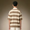 Custom Loose Fit T-Shirt | Men's Oversized Striped Knit Polo Tee | Short Sleeve Casual Streetwear Polo
