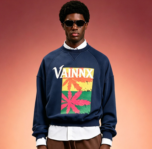 Custom Oversized Thick Cotton Sweatshirt | Crop Fit Pullover Hoodie | Men's Retro Printed Crewneck Sweatshirt
