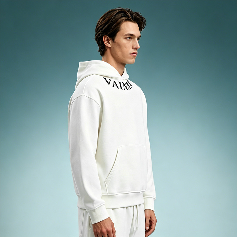 Neck collar printed hoodie