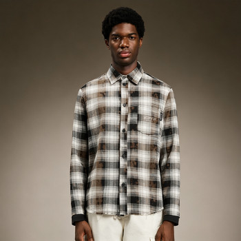Custom Plaid Flannel Shirt for Men | Distressed Raw Hem Streetwear Long Sleeve | Men's Streetwear Shirt