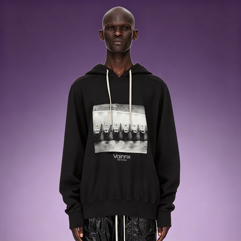 Long drawstring hoodie men