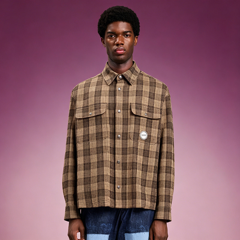 Brown plaid shacket men