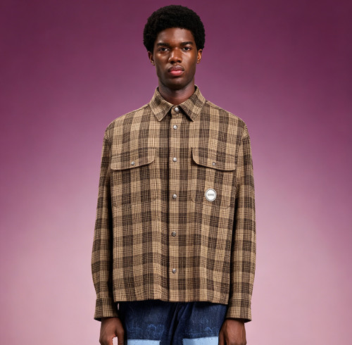 Custom Boxy Fit Double Pocket Overshirt | Baggy Drop Shoulder Streetwear | Men's Plaid Flannel Shacket