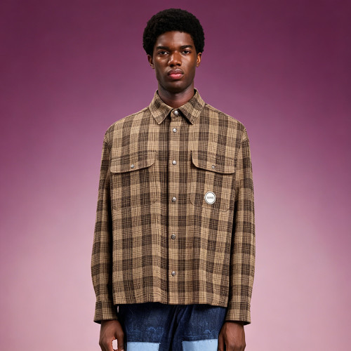 Custom Boxy Fit Double Pocket Overshirt | Baggy Drop Shoulder Streetwear | Men's Plaid Flannel Shacket