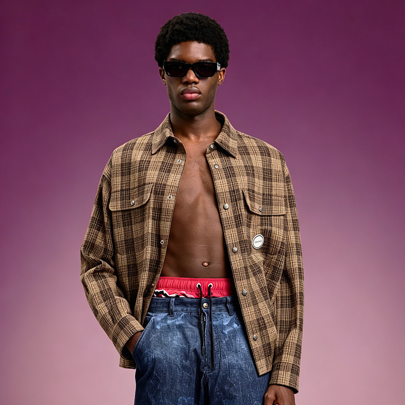 Relaxed fit flannel overshirt for fall
