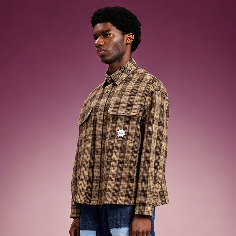 Earth tone flannel jacket with pockets