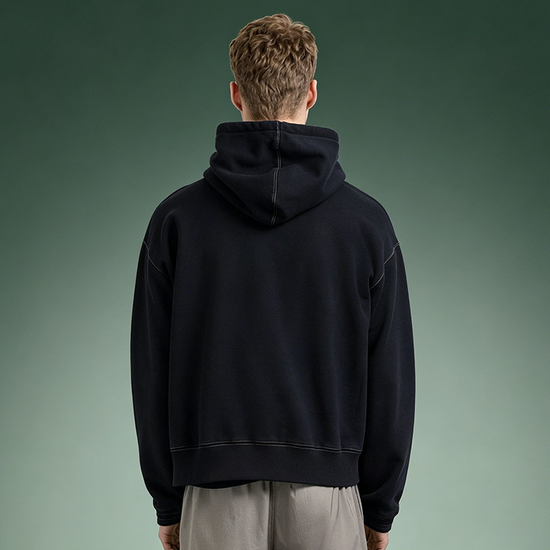 Panel constructed fleece pullover