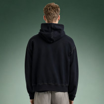 Custom Letter Logo Print Hoodie | Oversized Heavyweight Pullover sweatshirt | Men's Boxy Fit Black Fleece Hoodie