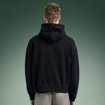 Custom Letter Logo Print Hoodie | Oversized Heavyweight Pullover sweatshirt | Men's Boxy Fit Black Fleece Hoodie