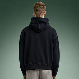 Custom Letter Logo Print Hoodie | Oversized Heavyweight Pullover sweatshirt | Men's Boxy Fit Black Fleece Hoodie