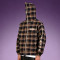 Custom Screen Print Oversized Hoodie | 100% Cotton Streetwear Sweatshirt | Men's Plaid Full Zip-Up Hooded Jacket