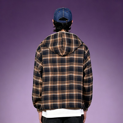 Custom Screen Print Oversized Hoodie | 100% Cotton Streetwear Sweatshirt | Men's Plaid Full Zip-Up Hooded Jacket