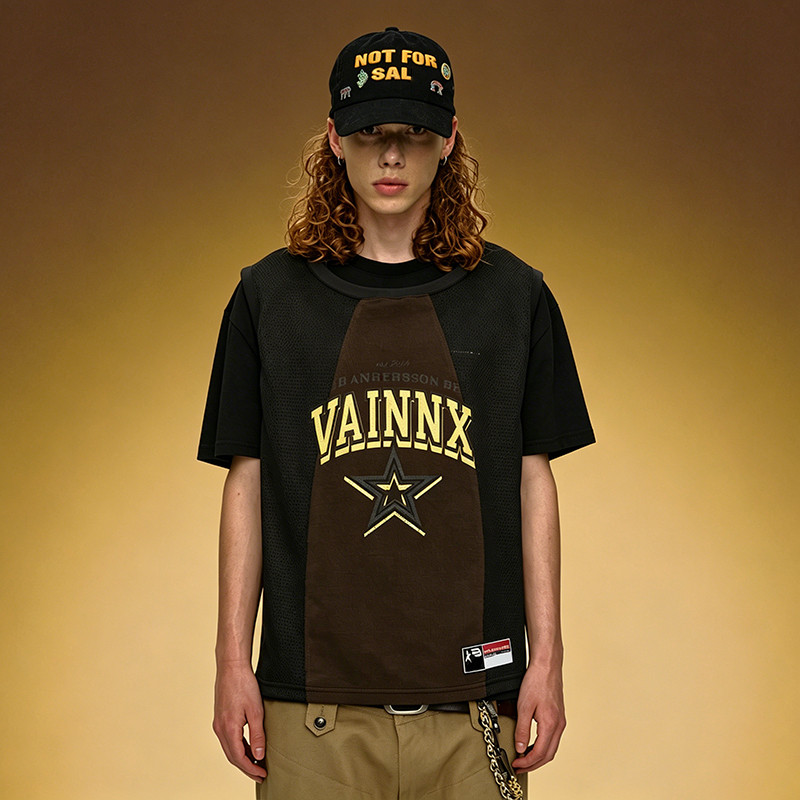 Mesh panel basketball jersey tee