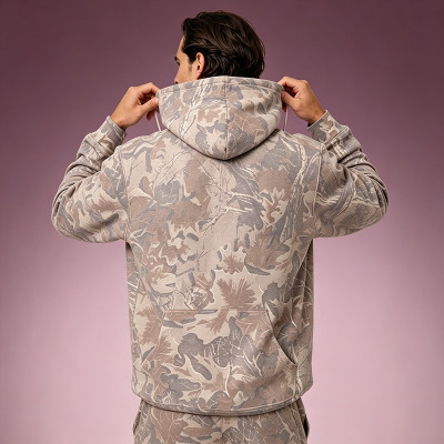 OEM Manufacturer Custom Hoodie | Vintage Streetwear Hoodie | Loose Fit Thick Fleece Camo Sweatshirt