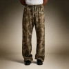 Custom Vintage Baggy High Quality Sweatpants | Wide-Leg Heavyweight Fleece Pants | Men's Olive Camo Sweatpants