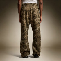 Custom Vintage Baggy High Quality Sweatpants | Wide-Leg Heavyweight Fleece Pants | Men's Olive Camo Sweatpants