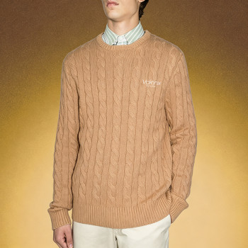 Custom Cable-Knit Texture Crewneck Sweater | Thick Jacquard Knitted Sweater | Men's Old Money Style Sweater