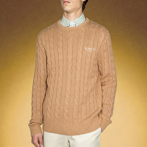 Custom Cable-Knit Texture Crewneck Sweater | Thick Jacquard Knitted Sweater | Men's Old Money Style Sweater