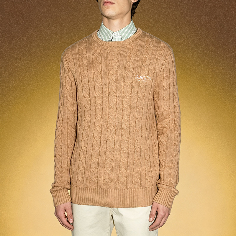 Men's cable knit crewneck jumper