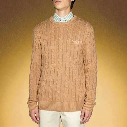 Custom Cable-Knit Texture Crewneck Sweater | Thick Jacquard Knitted Sweater | Men's Old Money Style Sweater