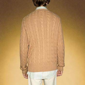 Custom Cable-Knit Texture Crewneck Sweater | Thick Jacquard Knitted Sweater | Men's Old Money Style Sweater