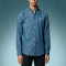 Custom Casual Workwear Shirt | Washed Fashion Streetwear Top | Long Sleeve Button Down Jean Shirt