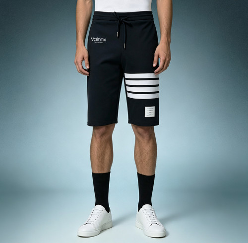 Custom Heavyweight Cotton Sports Shorts | Breathable Striped Gym Short | Men's Casual Drawstring Running Shorts
