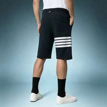 Custom Heavyweight Cotton Sports Shorts | Breathable Striped Gym Short | Men's Casual Drawstring Running Shorts