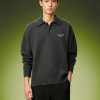 Custom Loose Fit Drop Shoulder Sweater | Heavyweight Knitted Sweater | Premium Charcoal Knit Polo Shirt