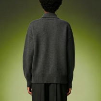 Custom Loose Fit Drop Shoulder Sweater | Heavyweight Knitted Sweater | Premium Charcoal Knit Polo Shirt