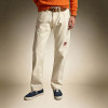 Custom Washed Men's Classic Jeans | Vintage Straight-Leg Denim Trousers | Casual Workwear Denim Pants