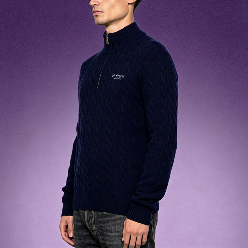 Custom High Quality Wool Knitwear | Casual Stand Collar Sweater | Men's Heavyweight Knit Quarter-Zip Sweater