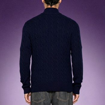 Custom High Quality Wool Knitwear | Casual Stand Collar Sweater | Men's Heavyweight Knit Quarter-Zip Sweater