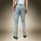 Custom Men's Washed Knee-Ripped Jeans | Distressed Vintage Denim Trousers | Ripped Slim Jeans