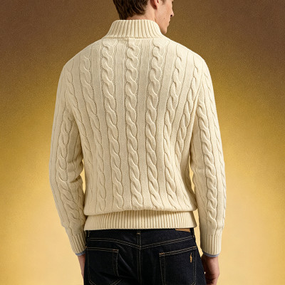 Custom High Quality Funnel Neck Sweater | Quarter-Zip Pullover Sweater | Men's Old Money Style Sweater