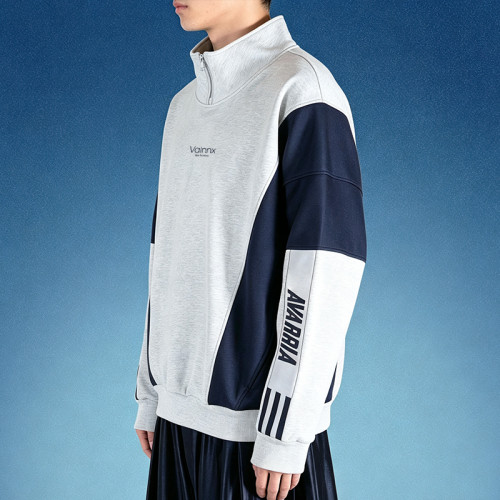 Custom Stand Collar Hoodie | Men's Colorblock Quarter-Zip Sweatshirt | Vintage Racing Pullover Hoodie