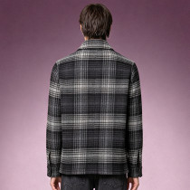 Custom Men's Plaid Woolen Overshirt | Casual Flannel Workwear Top | Streetwear Long Sleeve Shirt