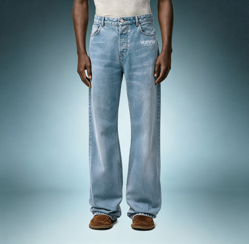 Custom Straight Leg Denim Trousers | Streetwear Loose Fit Jeans | Men's Classic Heavy Cotton Denim Pants