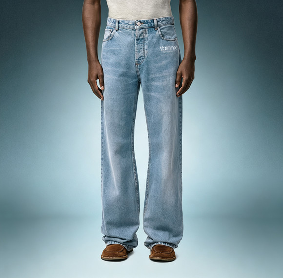Custom Straight Leg Denim Trousers | Streetwear Loose Fit Jeans | Men's Classic Heavy Cotton Denim Pants