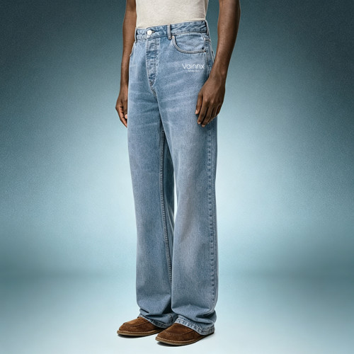 Custom Straight Leg Denim Trousers | Streetwear Loose Fit Jeans | Men's Classic Heavy Cotton Denim Pants
